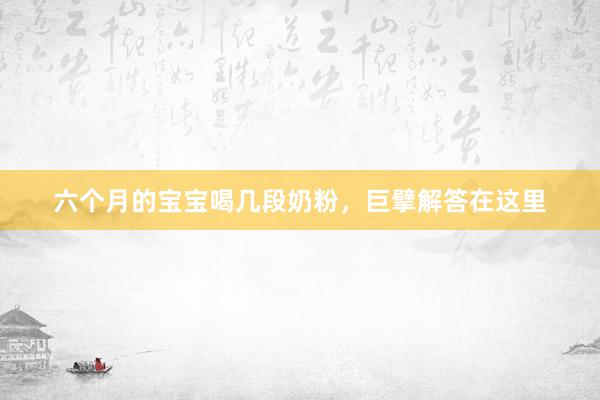 六个月的宝宝喝几段奶粉，巨擘解答在这里