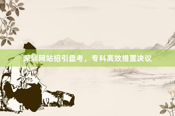 深圳网站招引盘考，专科高效措置决议